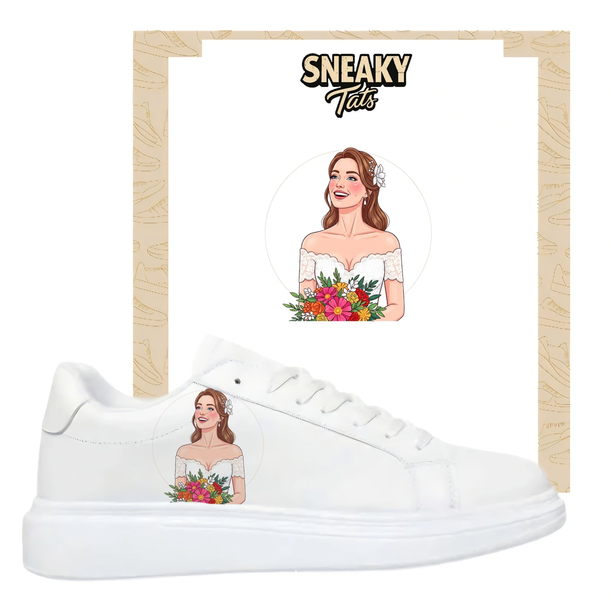 Bügelbild für alle Schuhe zum selber gestalten custom Sneaker wedding Braut