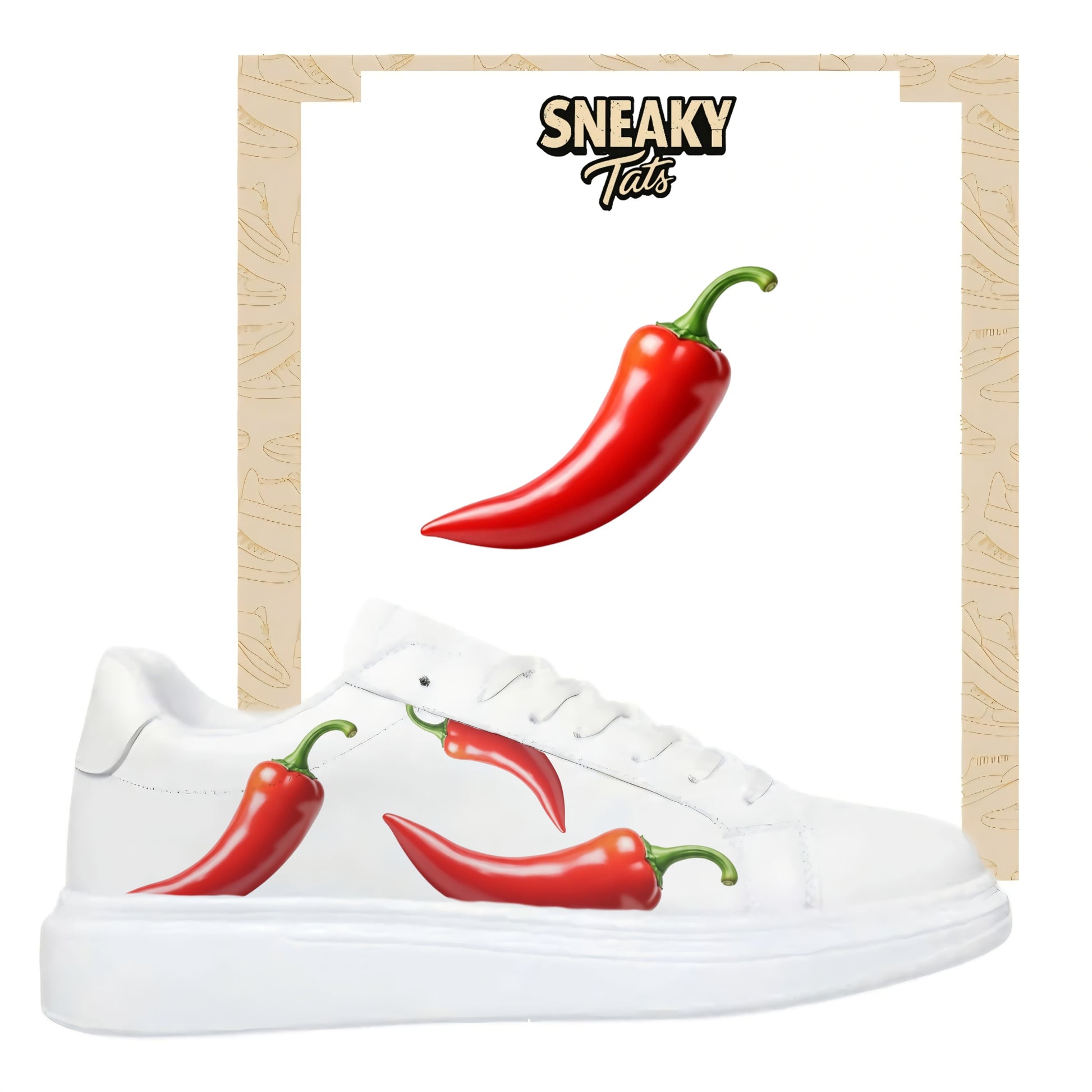 Bügelbild für alle Schuhe zum selber gestalten custom Sneaker Chili
