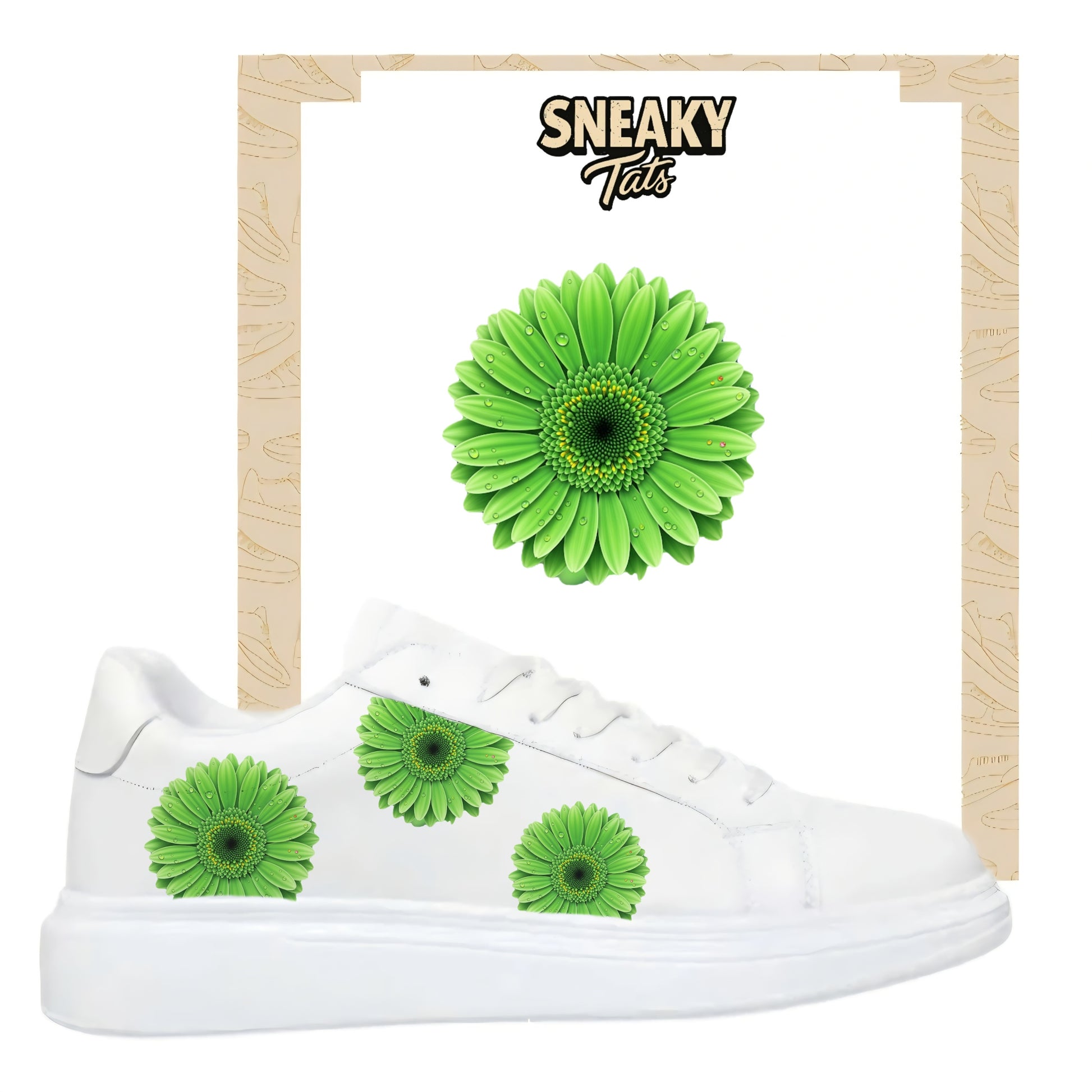 Gerbera Flowers grün Bügelbild zum Selbstgestalten für verschiedene Schuhe