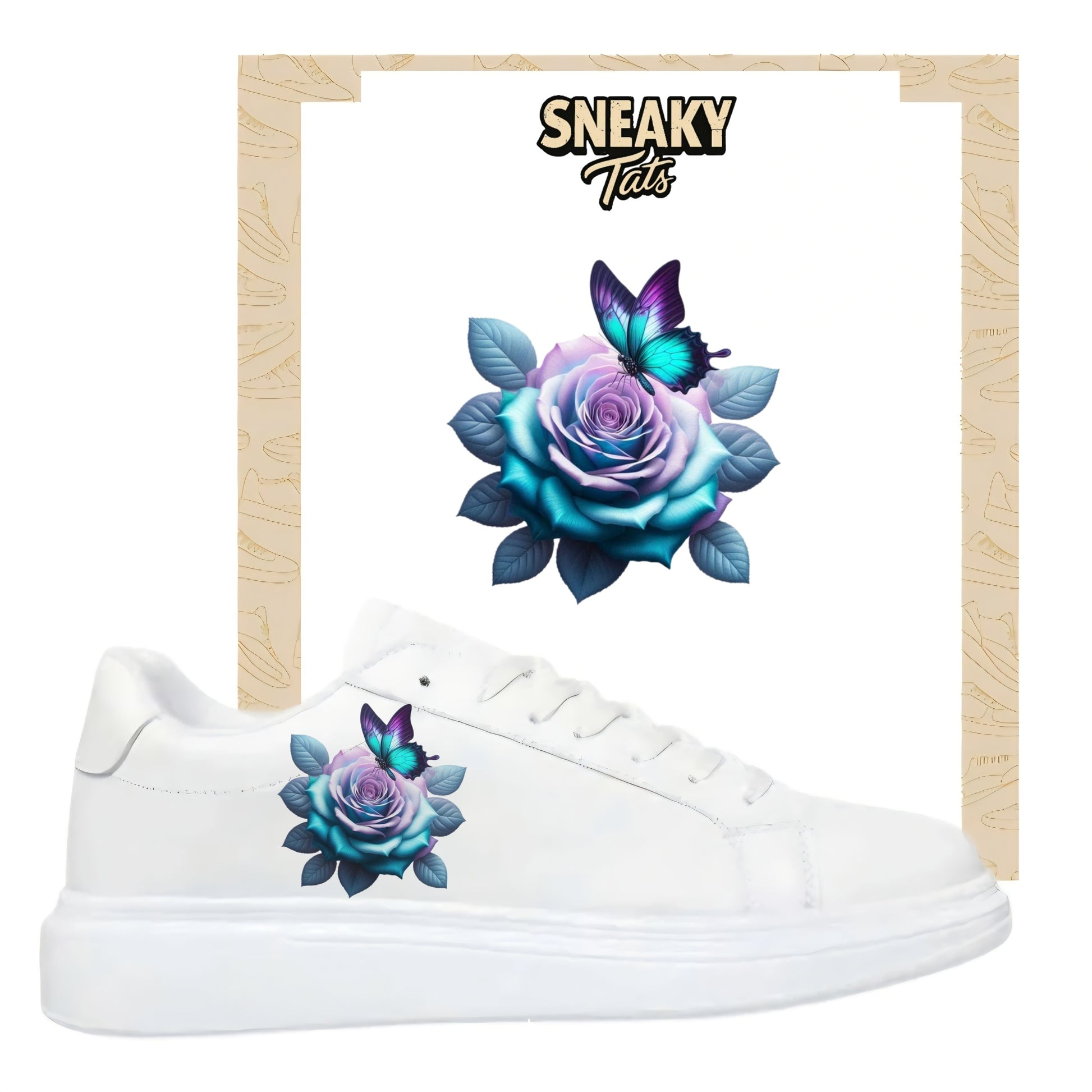 Roses with Butterfly blue flower tats