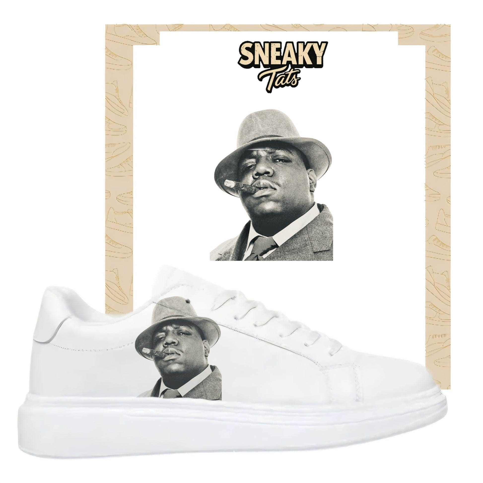 Bügelbilder für mehrere Sneakerarten Nike Puma Adidas Badelatschen Design Biggie 