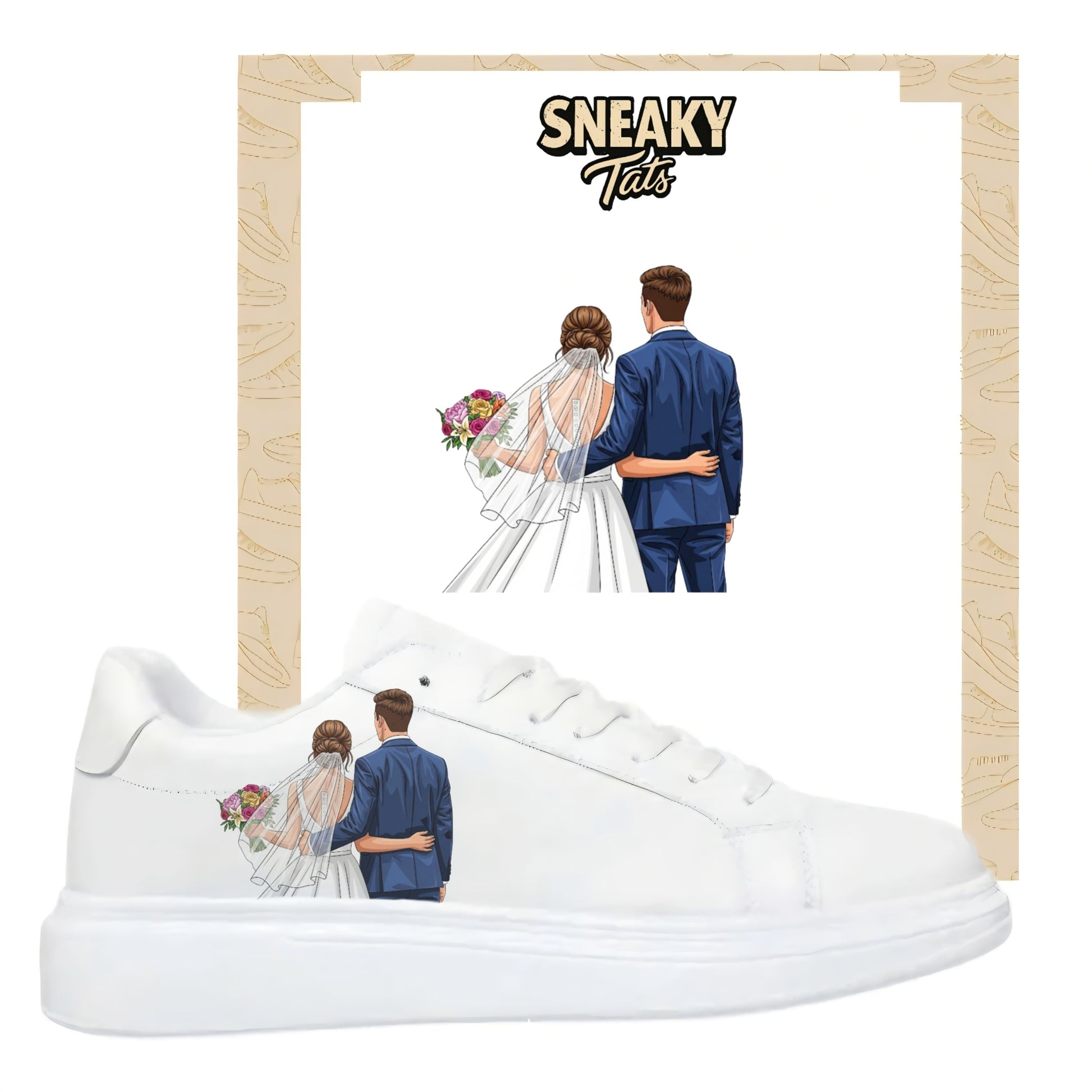 Bügelbild für alle Schuhe zum selber gestalten custom Sneaker wedding Braut