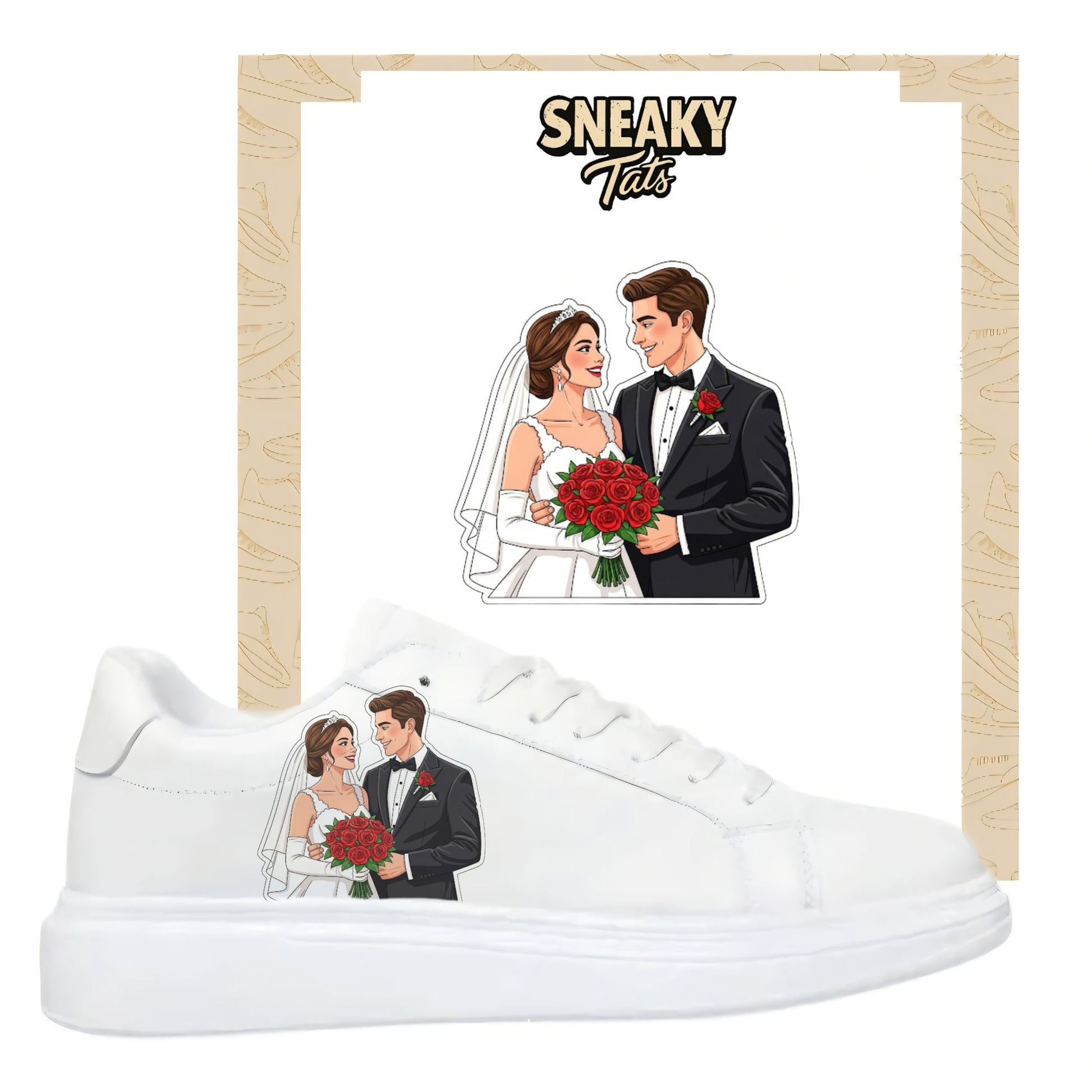 Bügelbild für alle Schuhe zum selber gestalten custom Sneaker wedding Braut