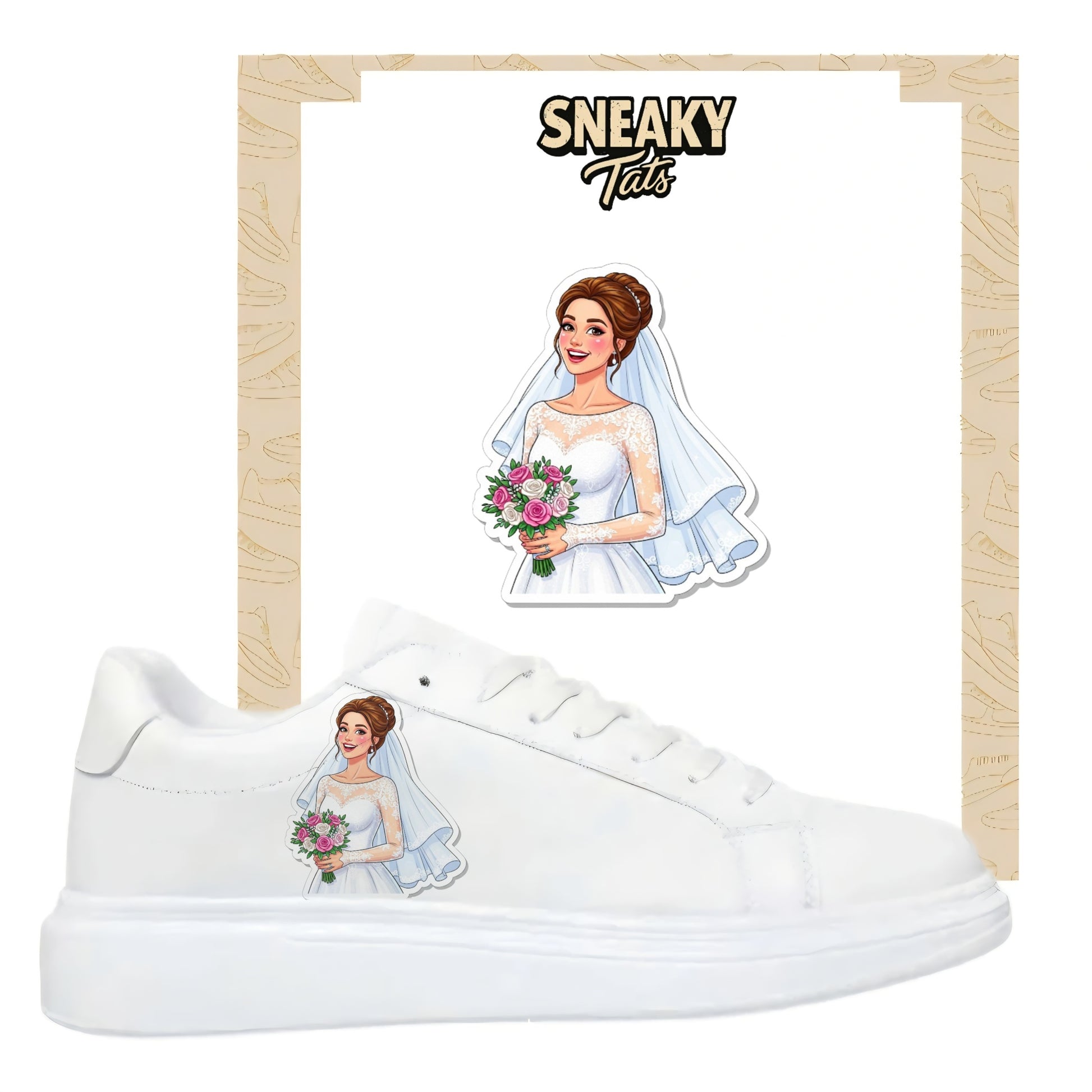 Bügelbild für alle Schuhe zum selber gestalten custom Sneaker wedding Braut