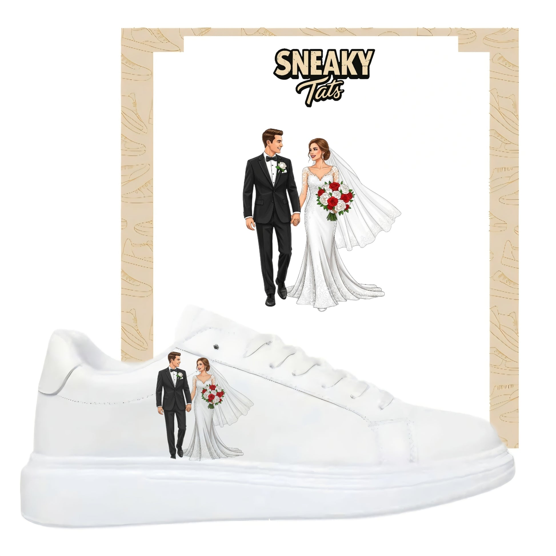 Bügelbild für alle Schuhe zum selber gestalten custom Sneaker wedding Braut