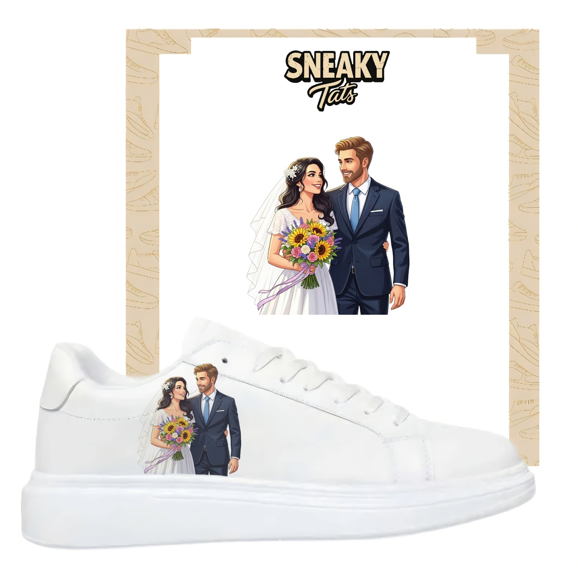 Bügelbild für alle Schuhe zum selber gestalten custom Sneaker wedding Braut