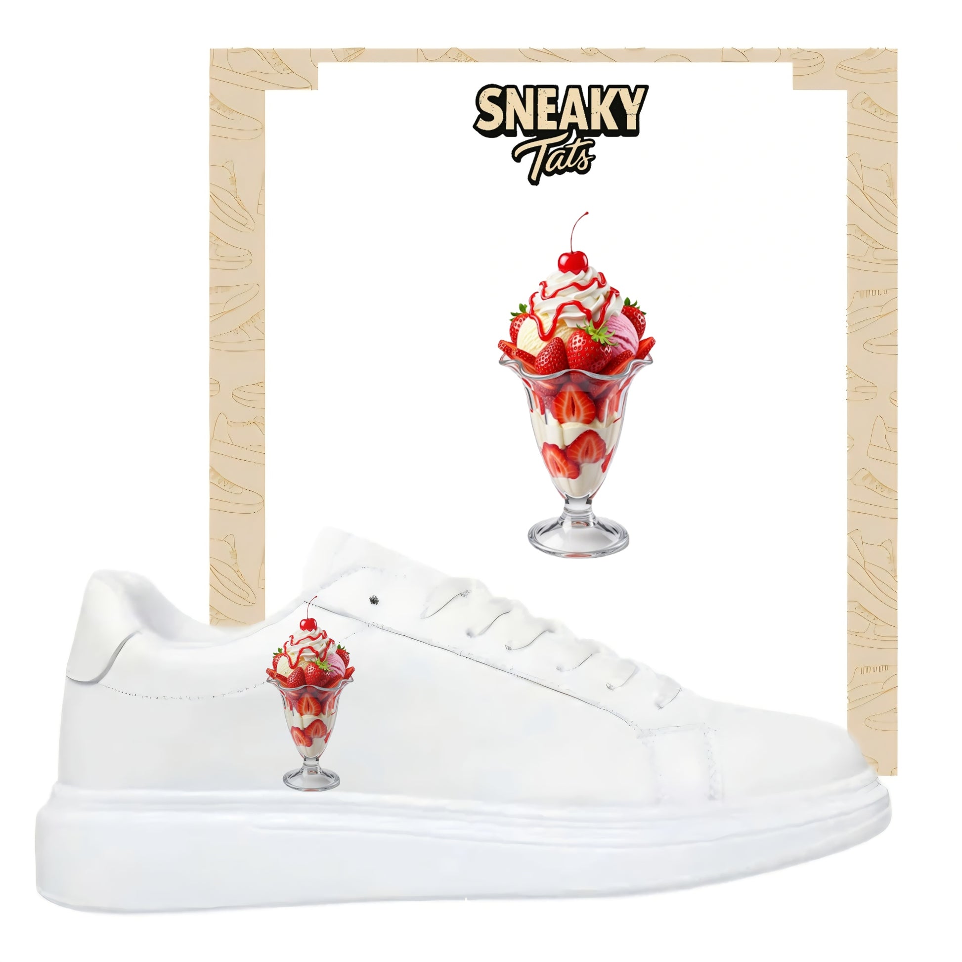 Eisbecher mit Erdbeeren Bügelfolie für deine sneaker von sneakytats