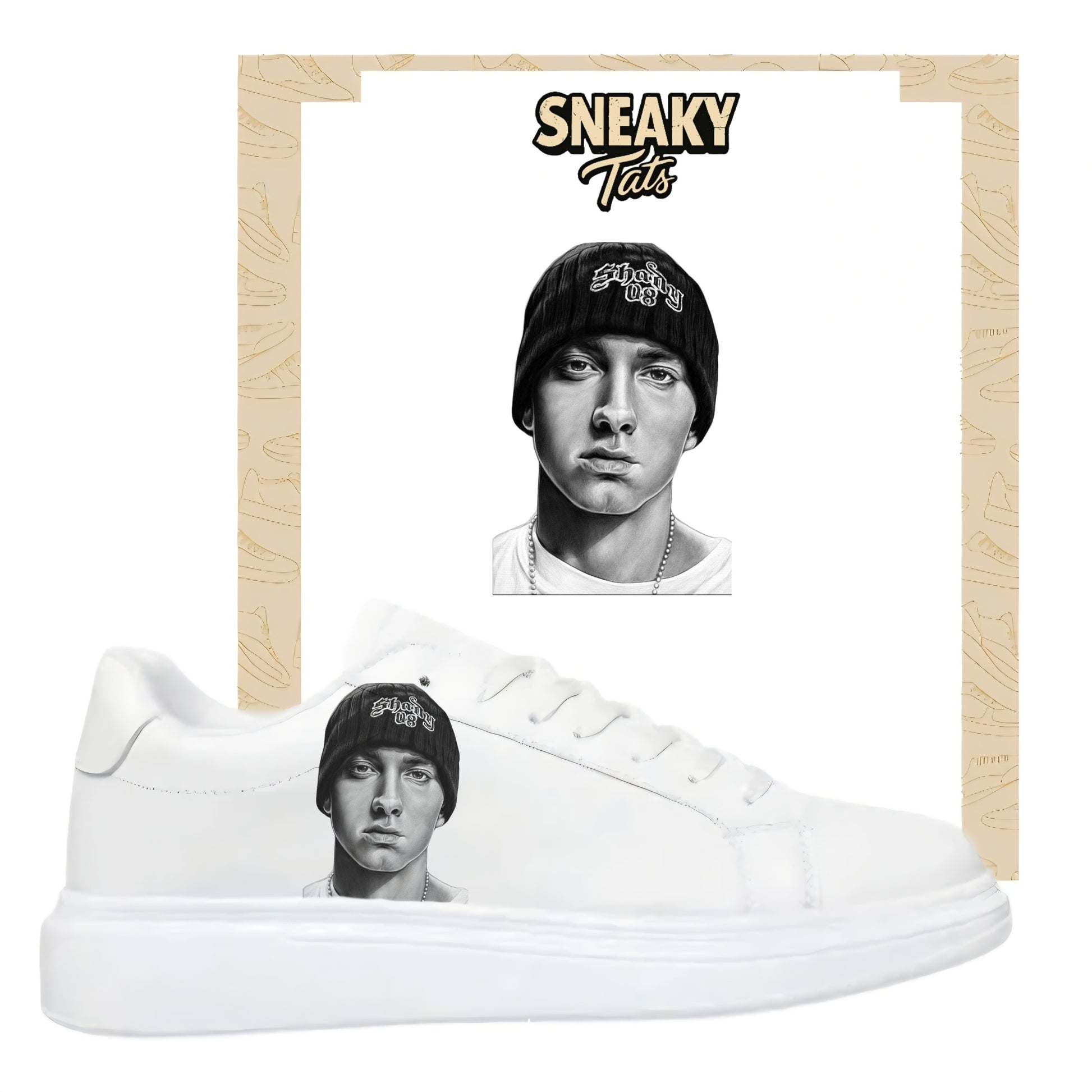 Bügelbilder für mehrere Sneakerarten Nike Puma Adidas Badelatschen Design Eminem
