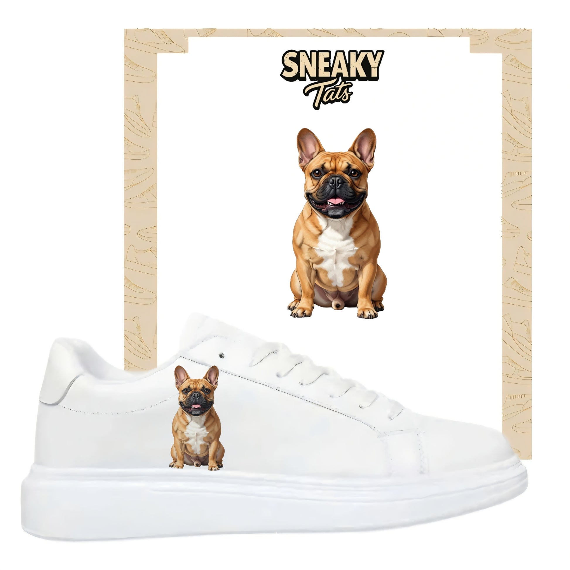 Personalisierte Sneaker mit Tiermotiv französische bulldogge einfach aufbügeln