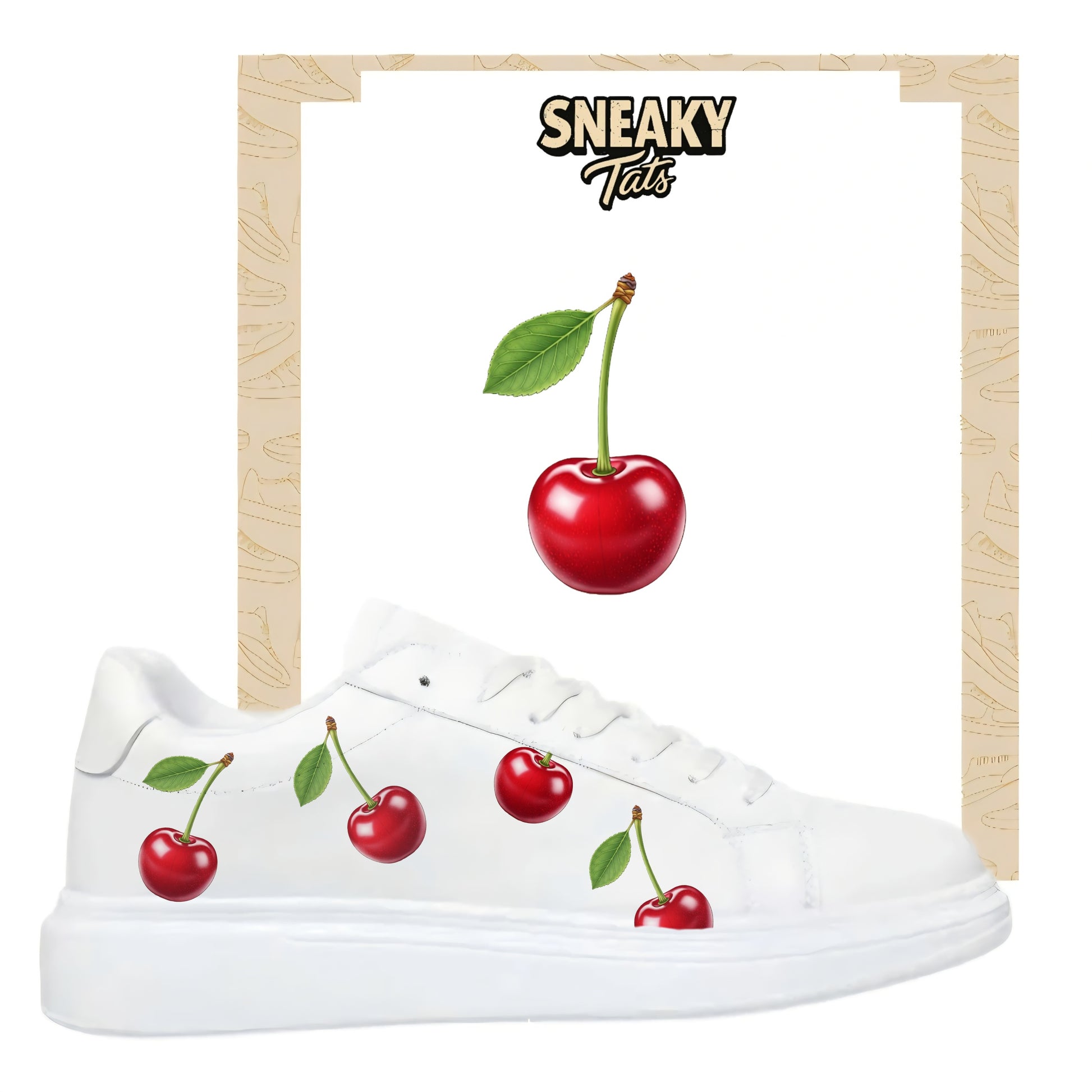 Bügelbild für Schuhe zum selber personalisieren custom Sneaker Kirschen