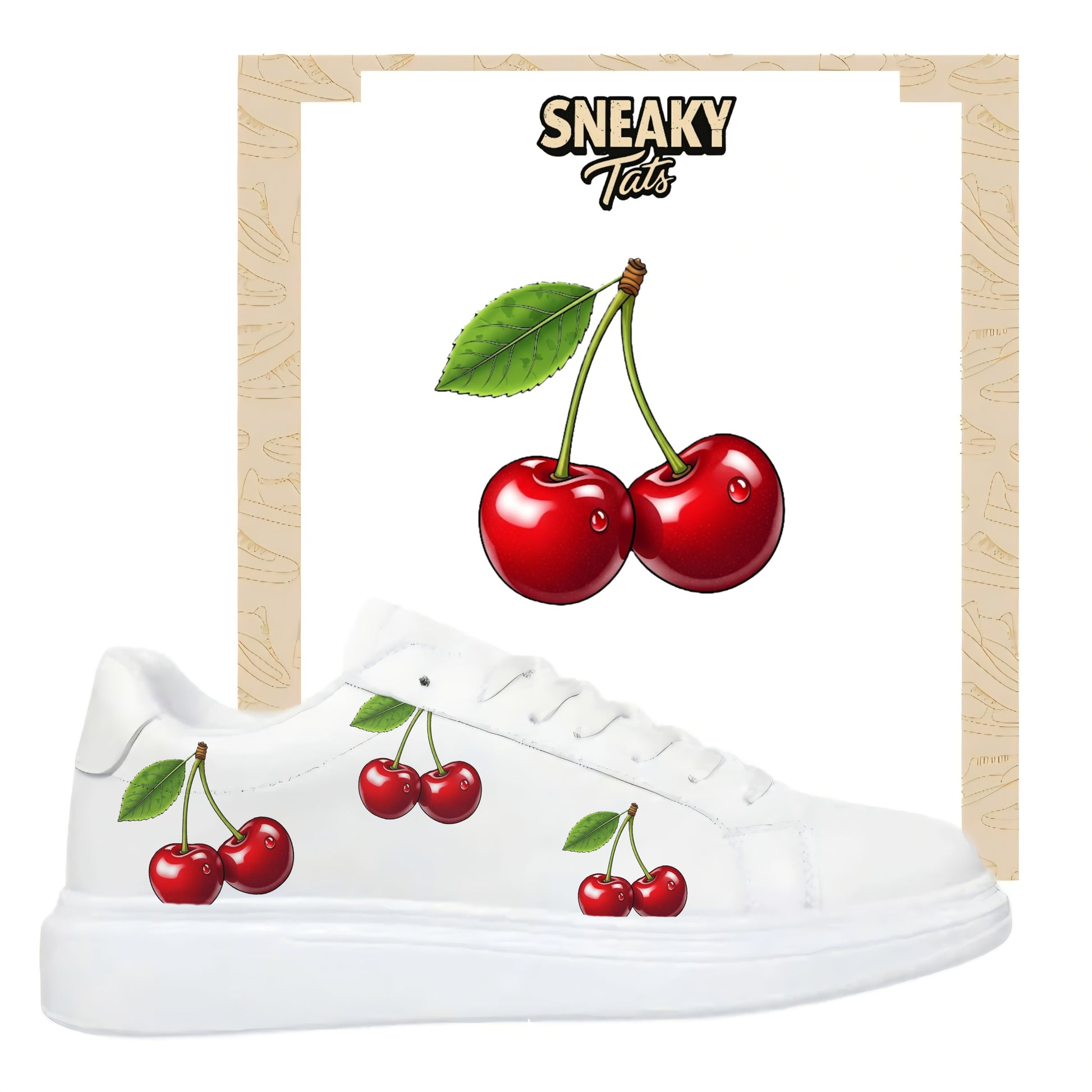 Frucht Kirschen mit Blatt Motiv zum Selbstgestalten für alle Sneaker 