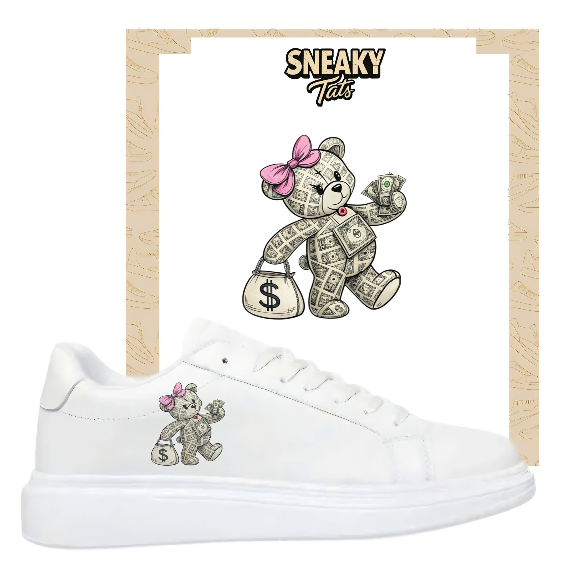 Bügelbilder für mehrere Sneakerarten Money Bär