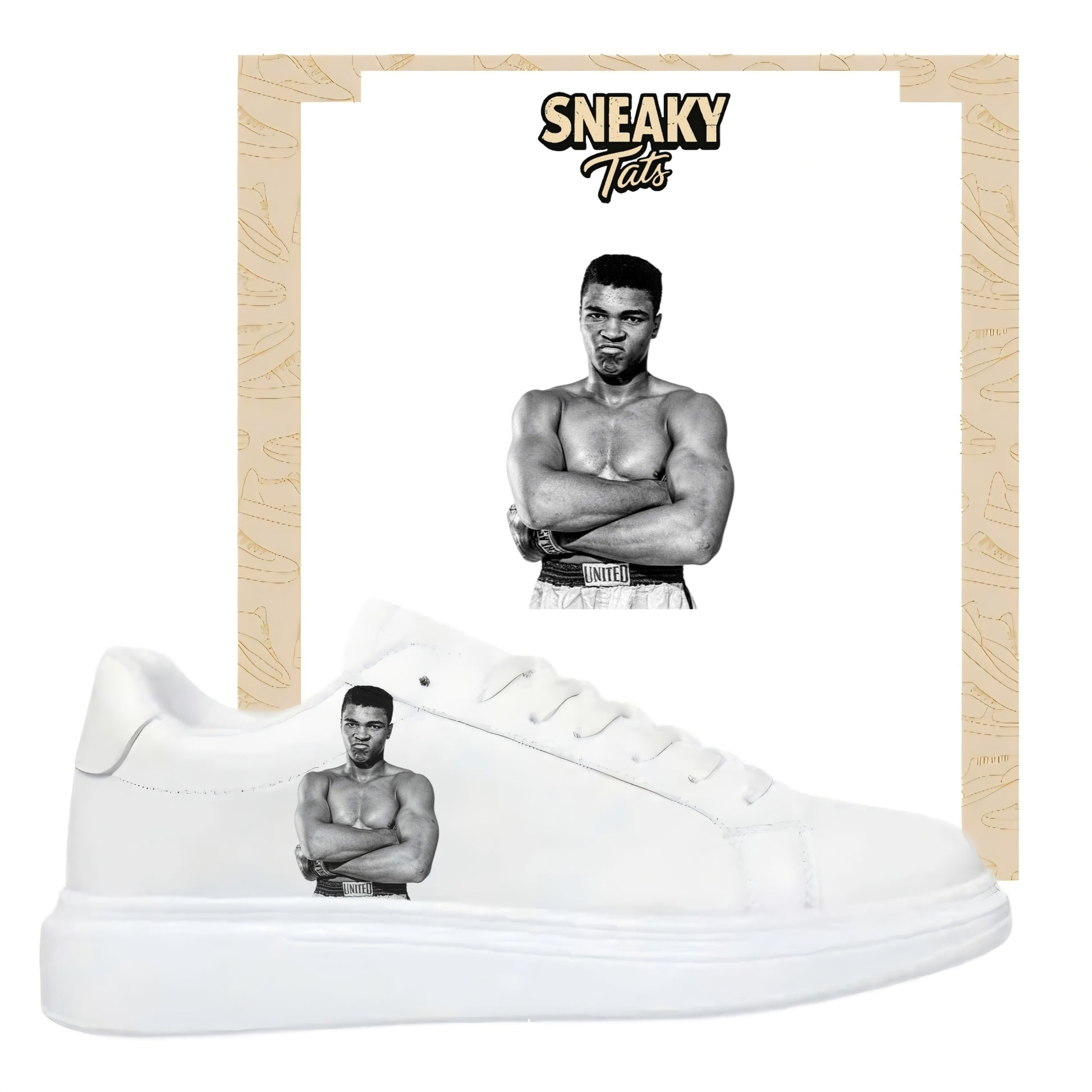 Bügelbilder für mehrere Sneakerarten Nike Puma Adidas Badelatschen Muhammad Ali