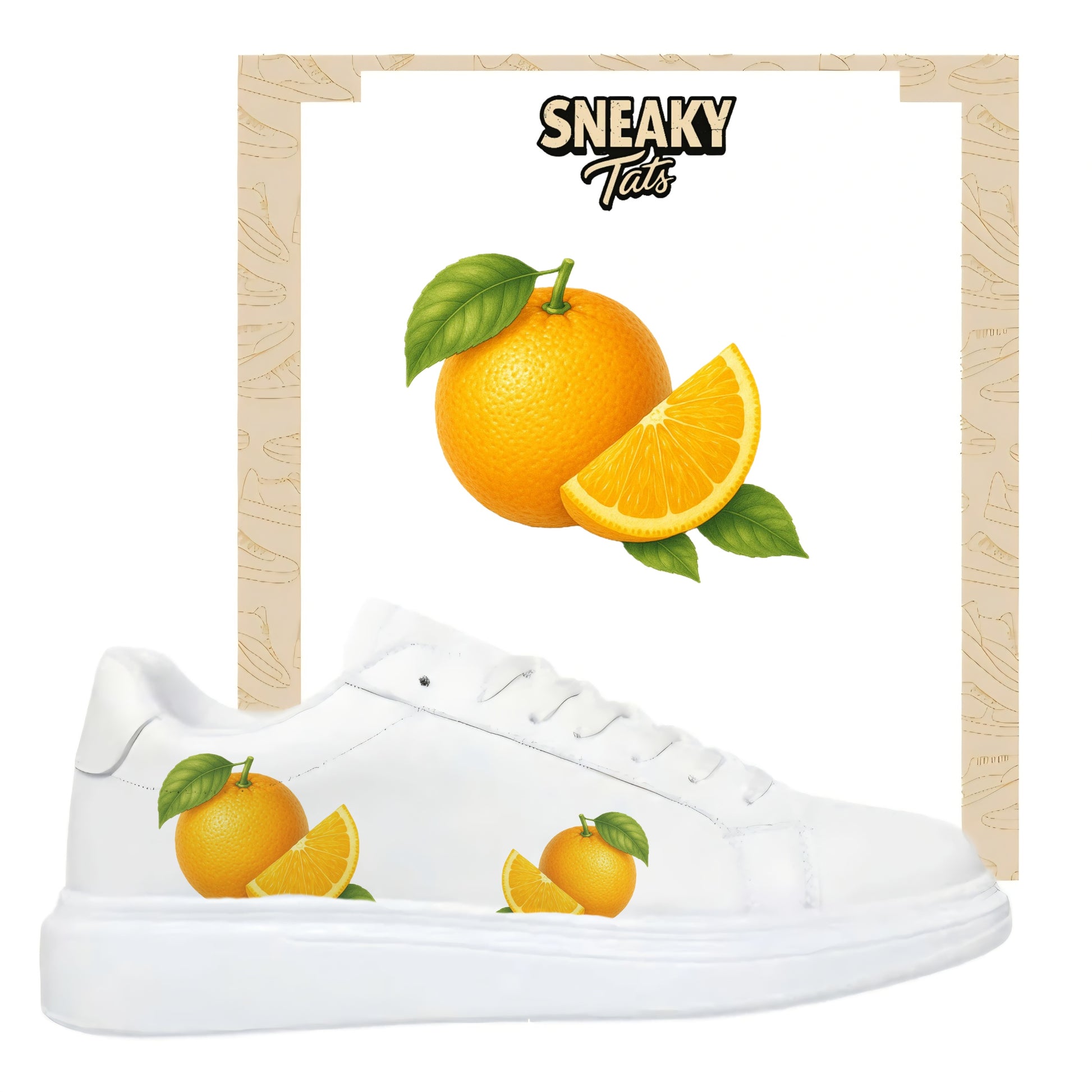 Schuhe selber personalisieren mit snekaytats orange Bügelfolie und einfach zum aufbügeln 