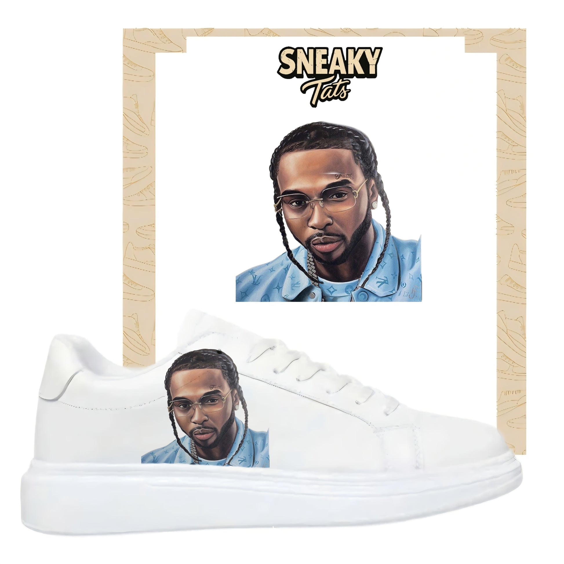 Bügelbilder für mehrere Sneakerarten Nike Puma Adidas Badelatschen Design Pop Smoke