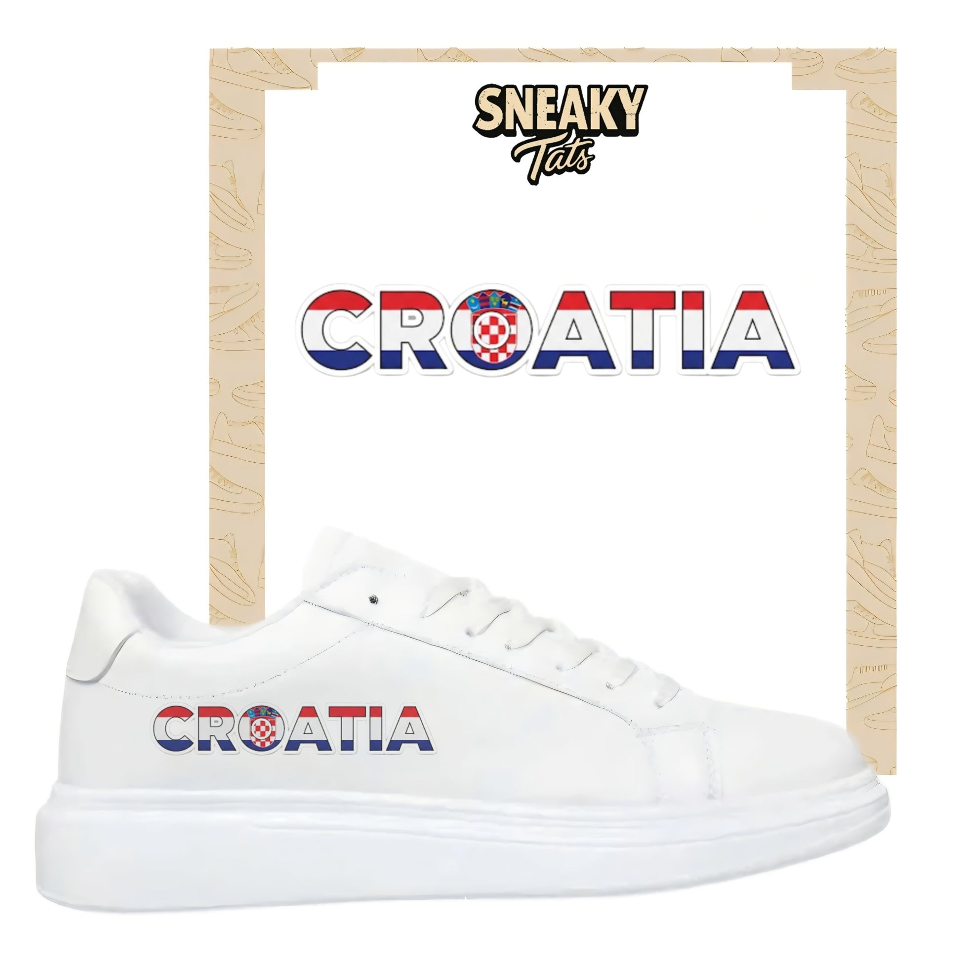 Personalisierte Sneaker mit Schriftzug Croatia einfach zum aufbügeln für alle Schuhe
