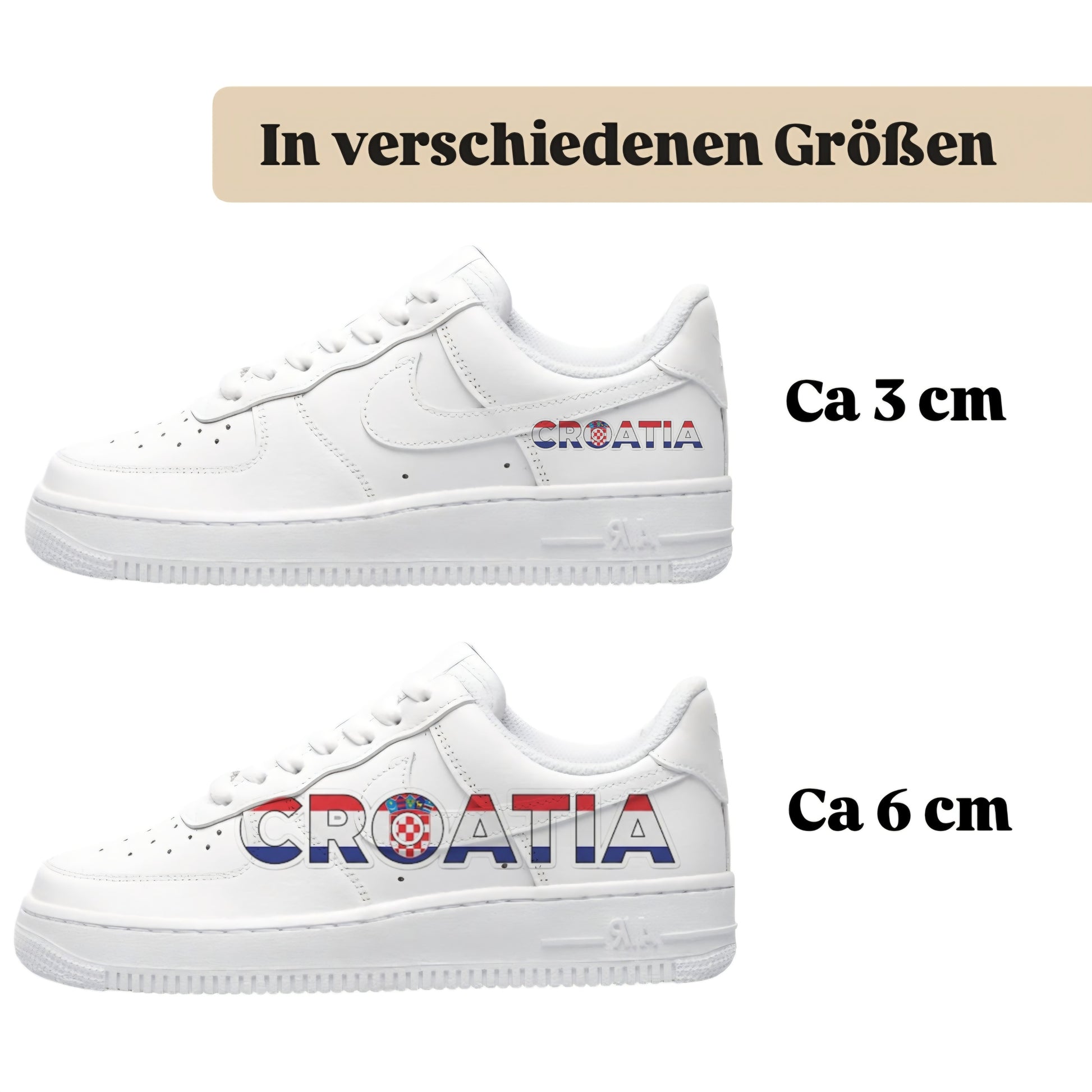 Personalisierte Sneaker mit Schriftzug Croatia einfach zum aufbügeln für alle Schuhe