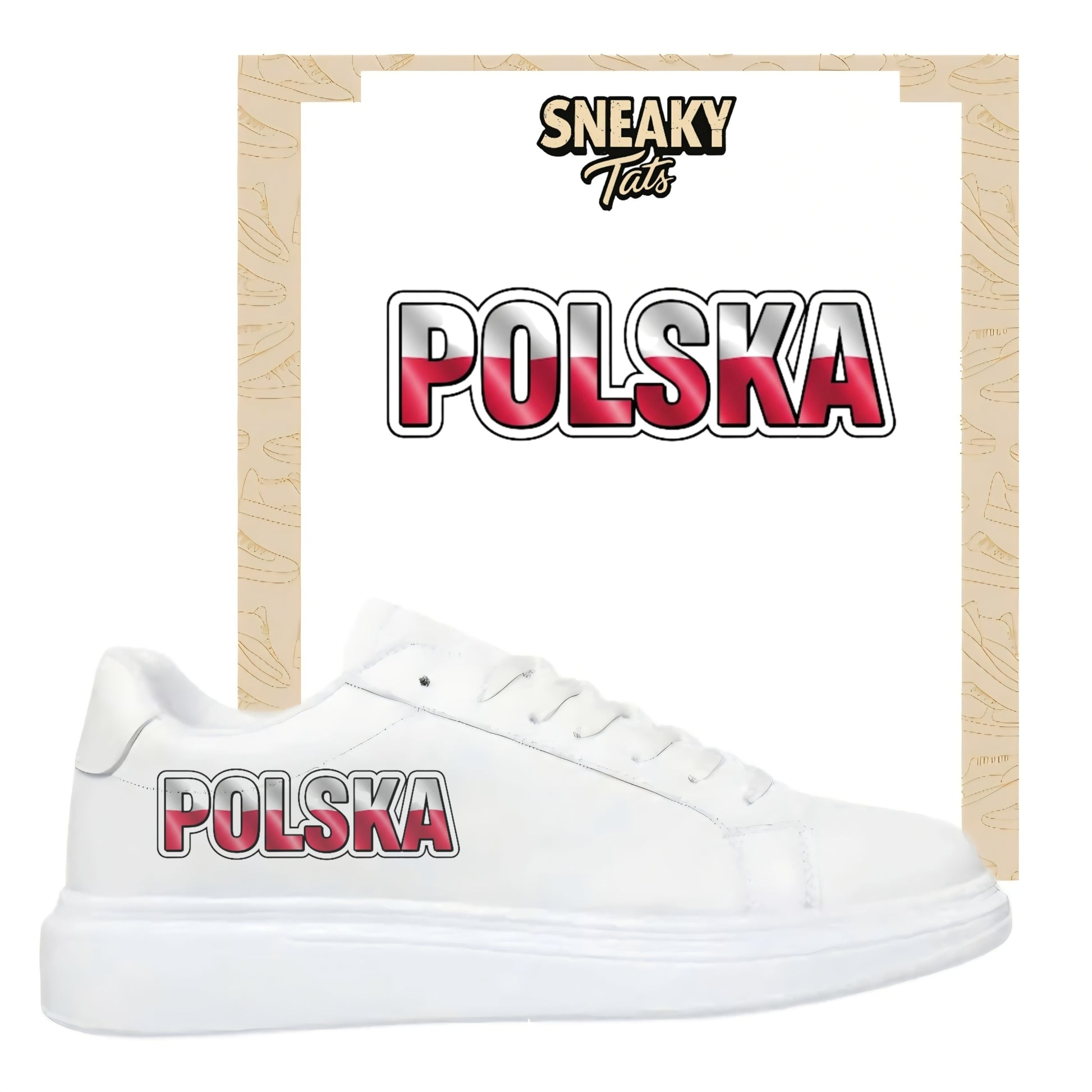 Personalisierte Sneaker mit Schriftzug Polska einfach zum aufbügeln für alle Schuhe