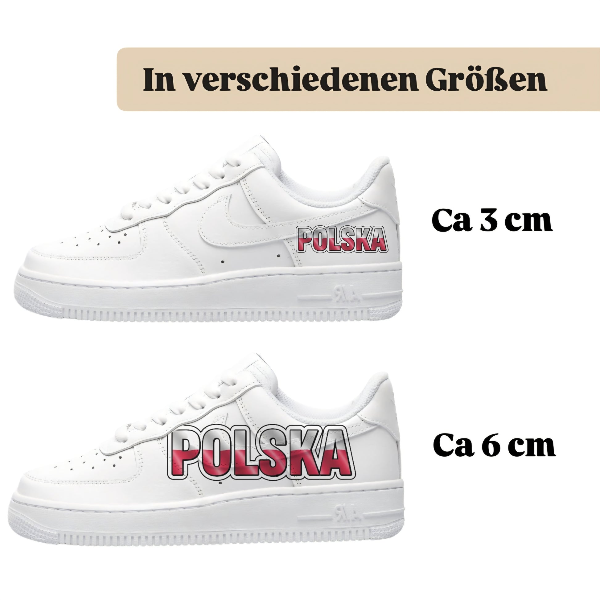 Personalisierte Sneaker mit Schriftzug Polska einfach zum aufbügeln für alle Schuhe