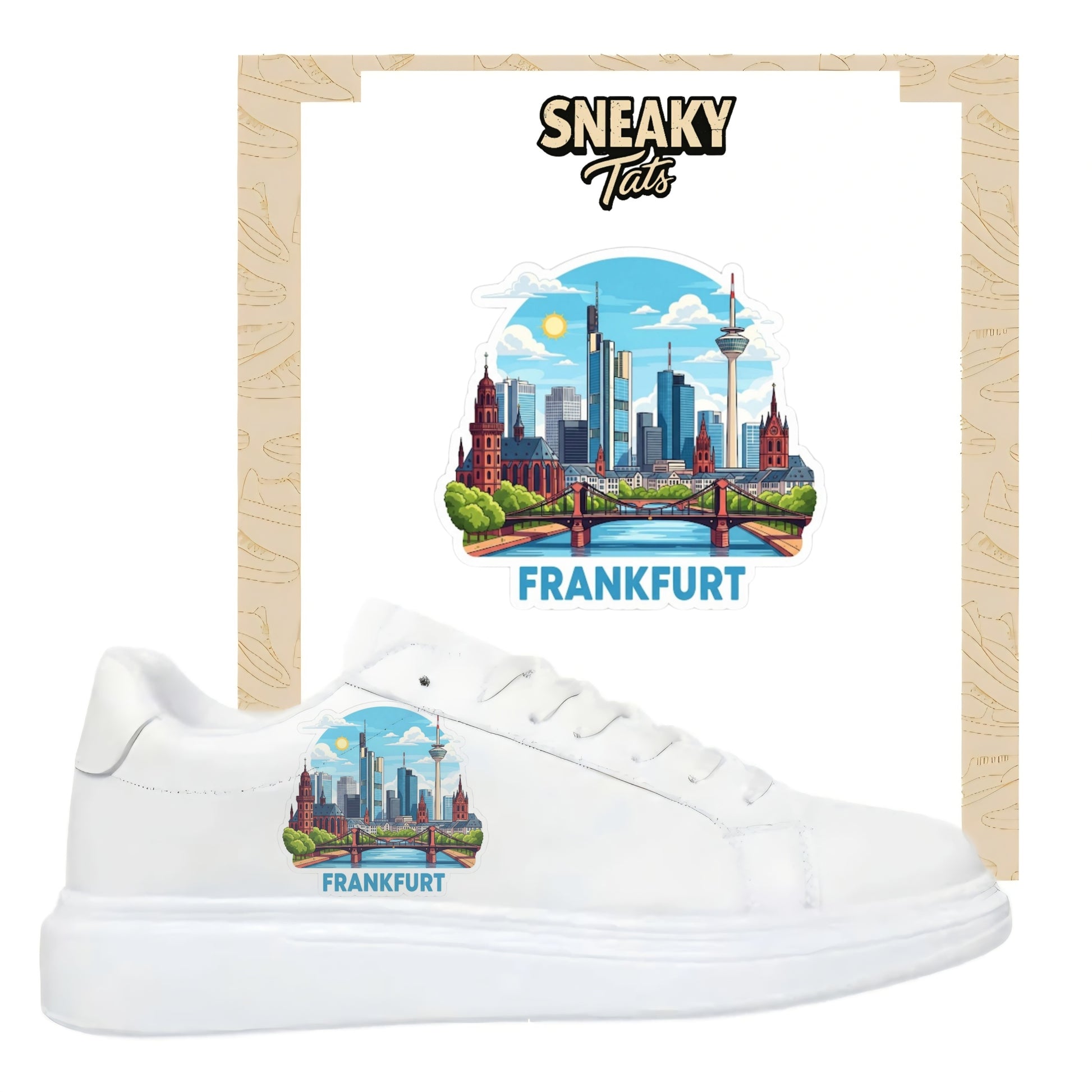 Mit den Skyline Frankfurt Sneakytats personalisierst du deine eigenen Sneaker 