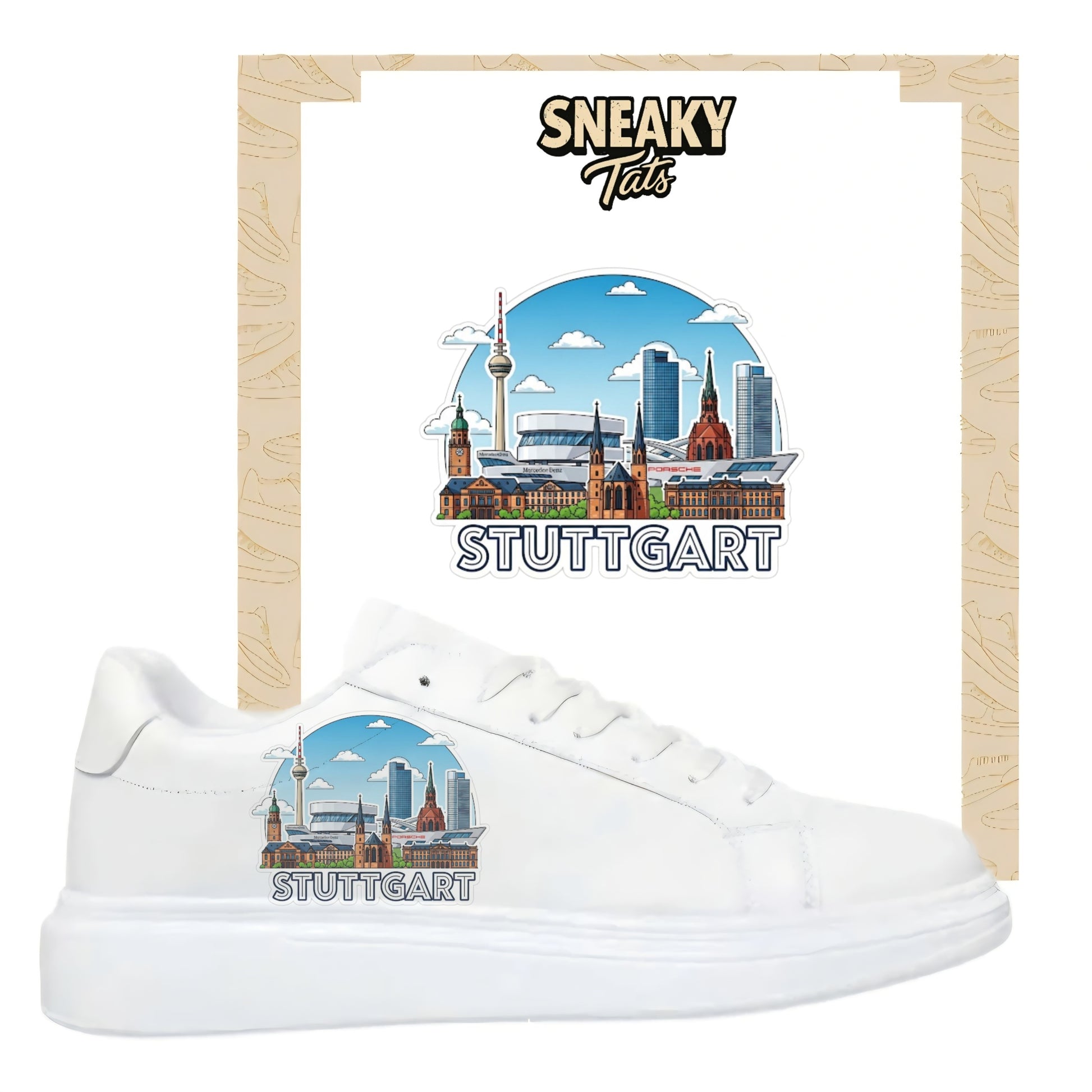 Mit den Skyline stuttgart Sneakytats personalisierst du deine eigenen Sneaker 