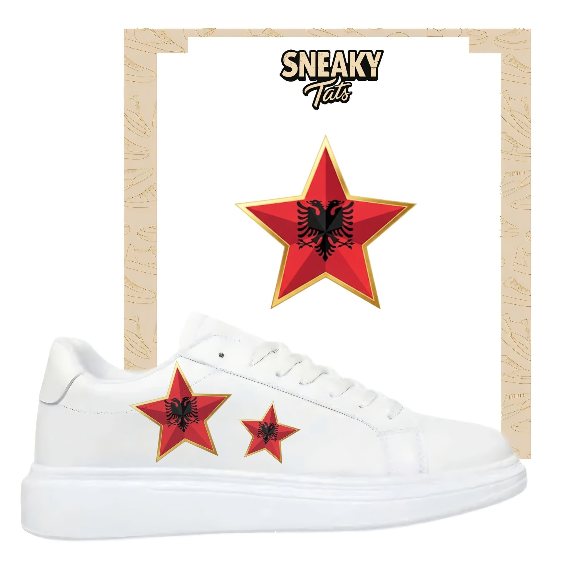 Bügelbild für alle Schuhe zum selber gestalten custom Sneaker Albanien