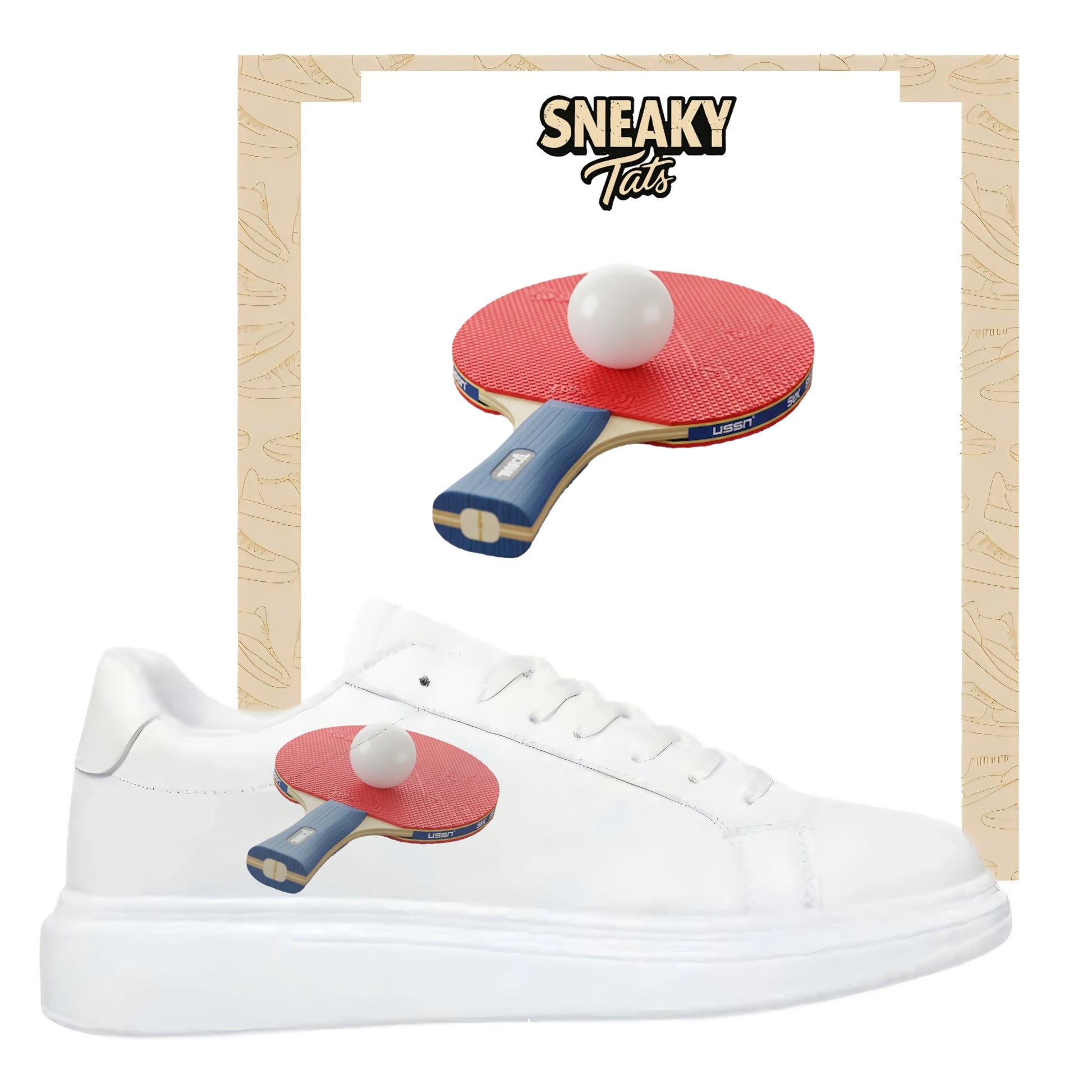 Tischtennis Sneakytats Design Bügelfolie für alle Textilien