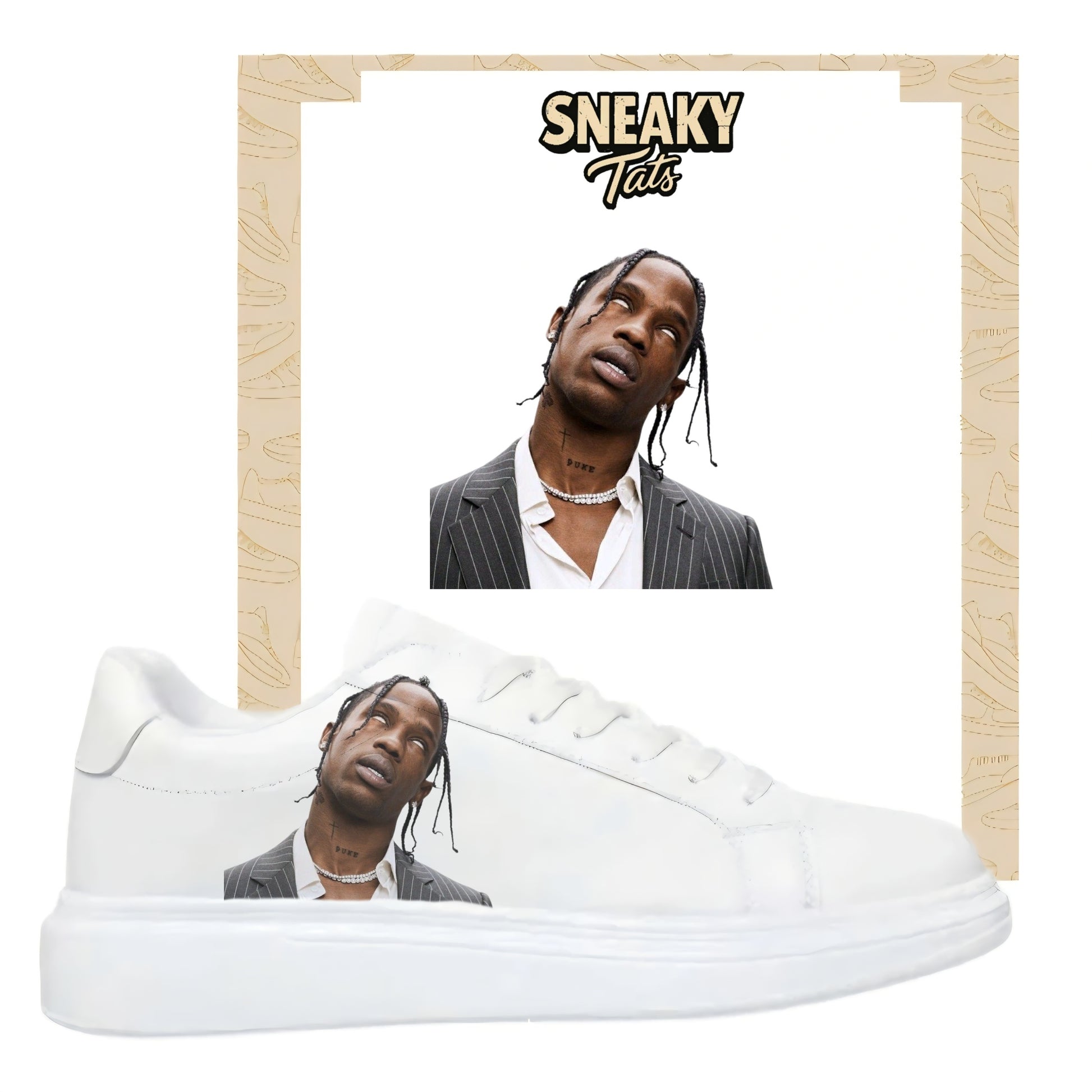Bügelbilder für mehrere Sneakerarten Nike Puma Adidas Badelatschen Design Tarvis Scott