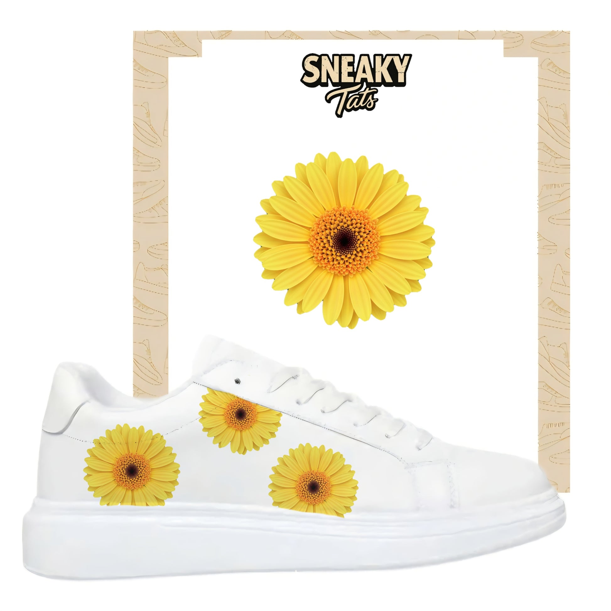 Gerbera Flowers gelb Bügelbild zum Selbstgestalten für verschiedene Schuhe