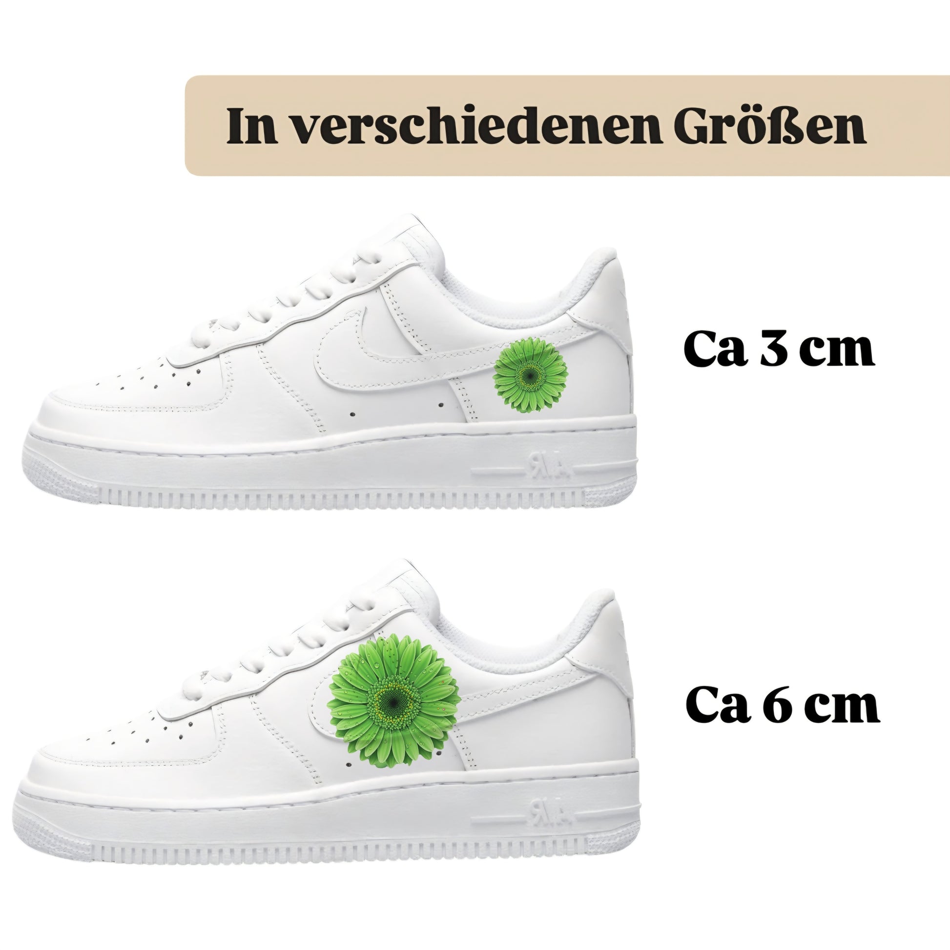 Gerbera Flowers grün Bügelbild zum Selbstgestalten für verschiedene Schuhe
