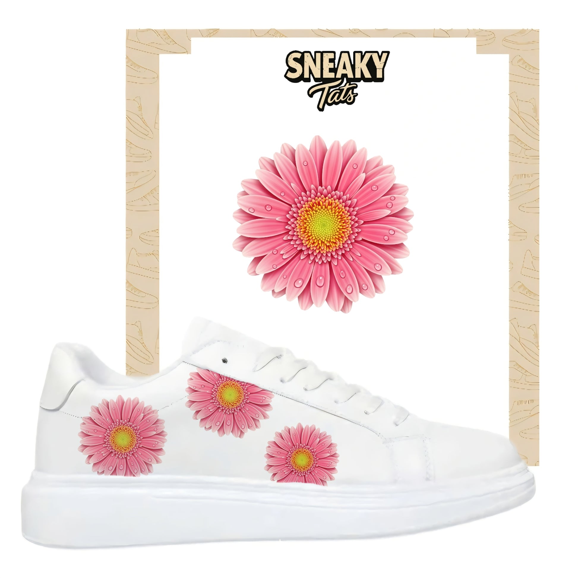Gerbera Flowers rosa Bügelbild zum Selbstgestalten für verschiedene Schuhe