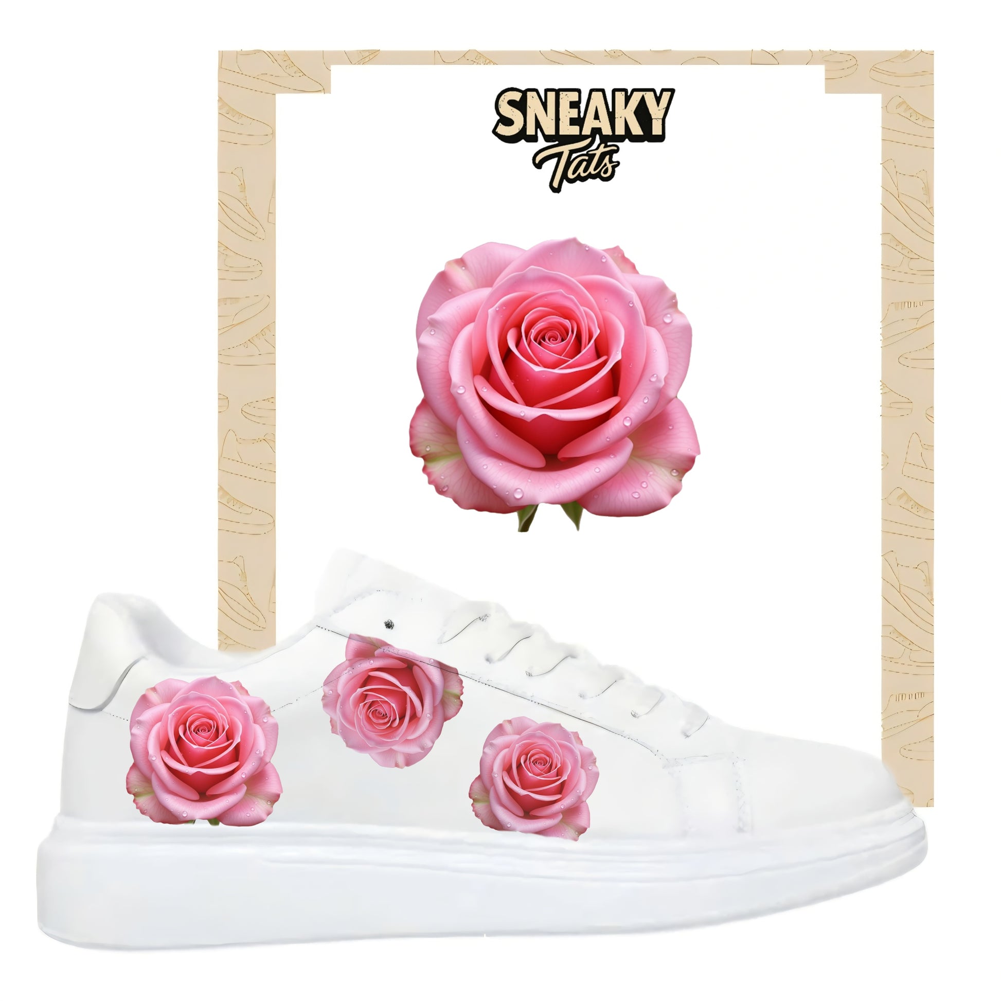 Rosen Flowers rosa Bügelbild zum Selbstgestalten für verschiedene Schuhe