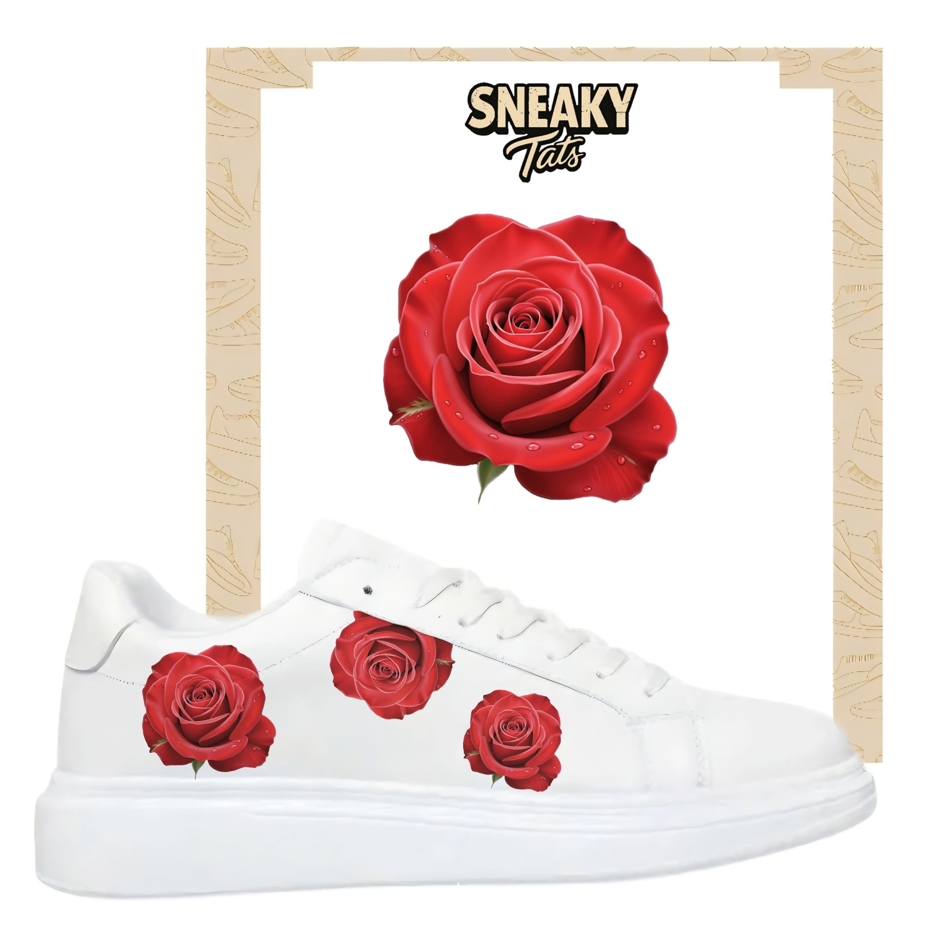 Rosen Flowers rote Bügelbild zum Selbstgestalten für verschiedene Schuhe