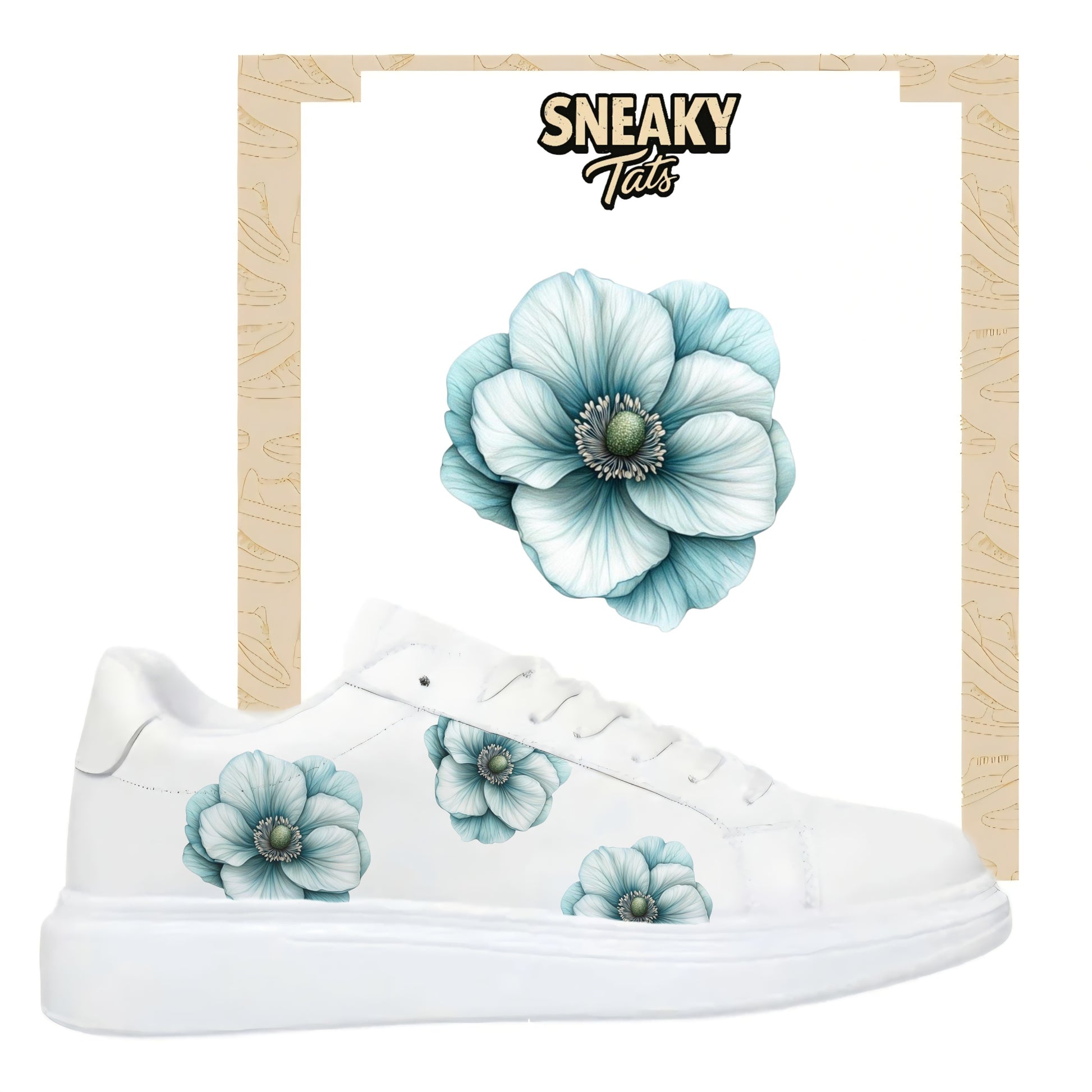Sneakerfolien einzigartig und neu für mehrere Schuharten Nike Adidas Puma türkis Blume