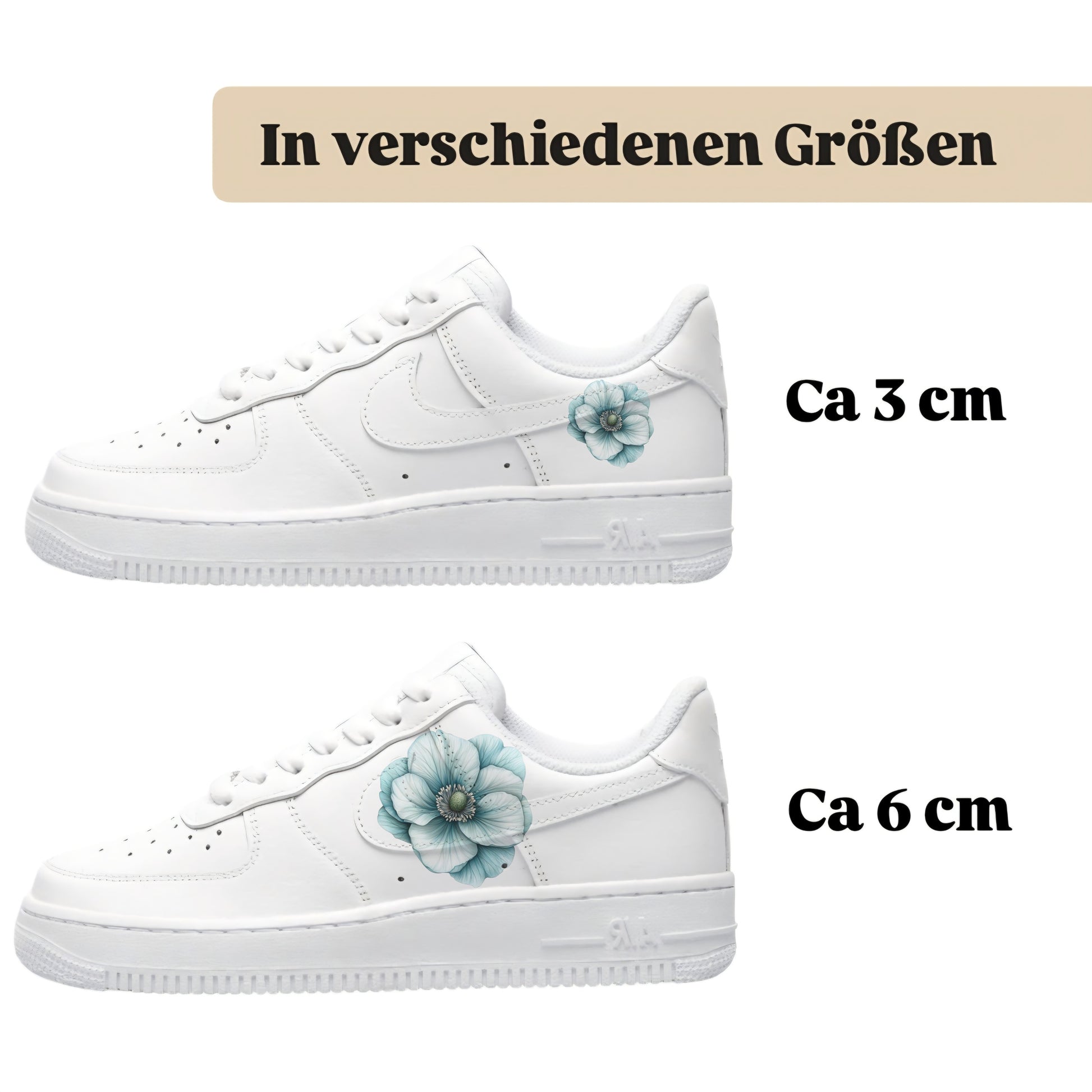 Sneakerfolien einzigartig und neu für mehrere Schuharten Nike Adidas Puma türkis Blume