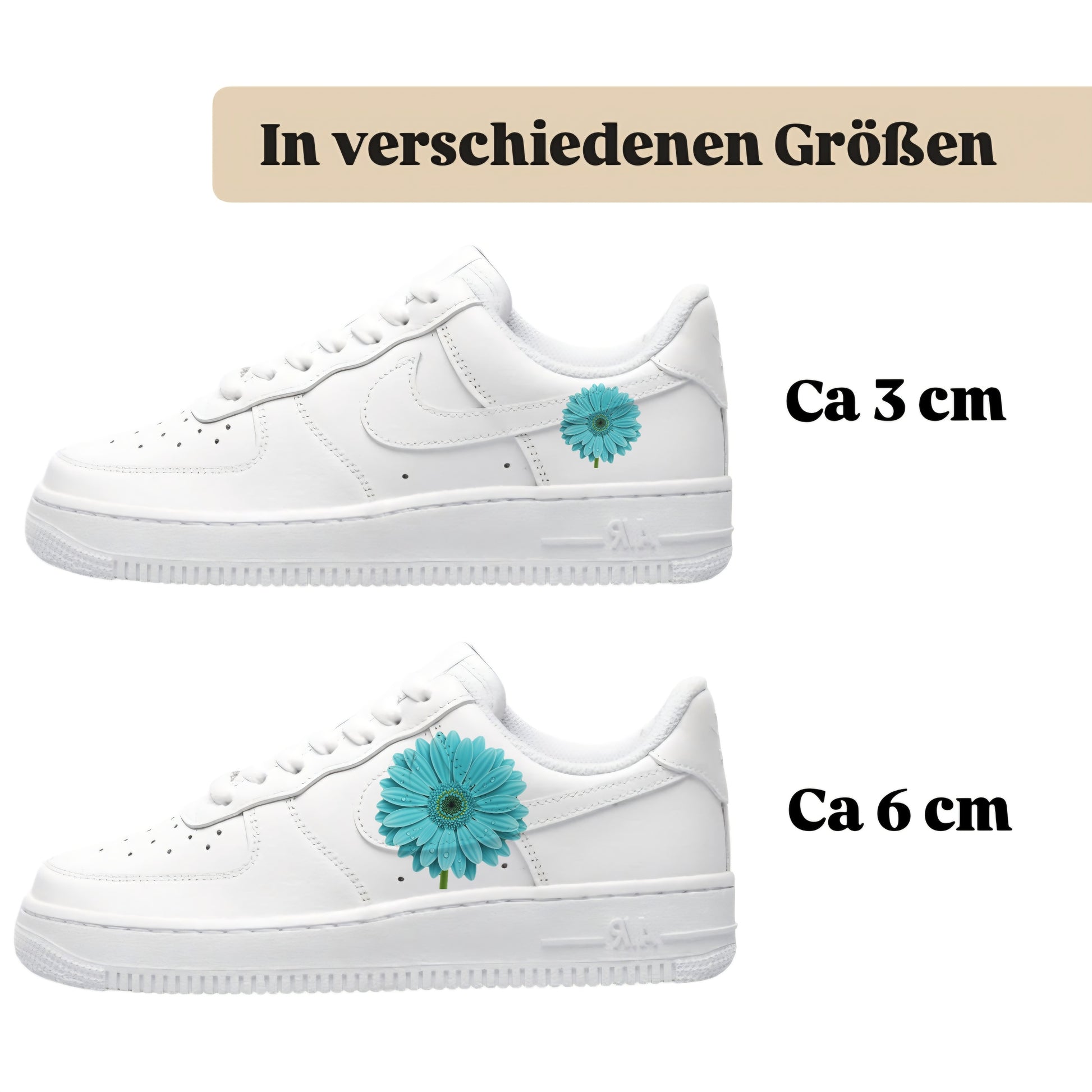 Gerbera Flowers türkis Bügelbild zum Selbstgestalten für verschiedene Schuhe